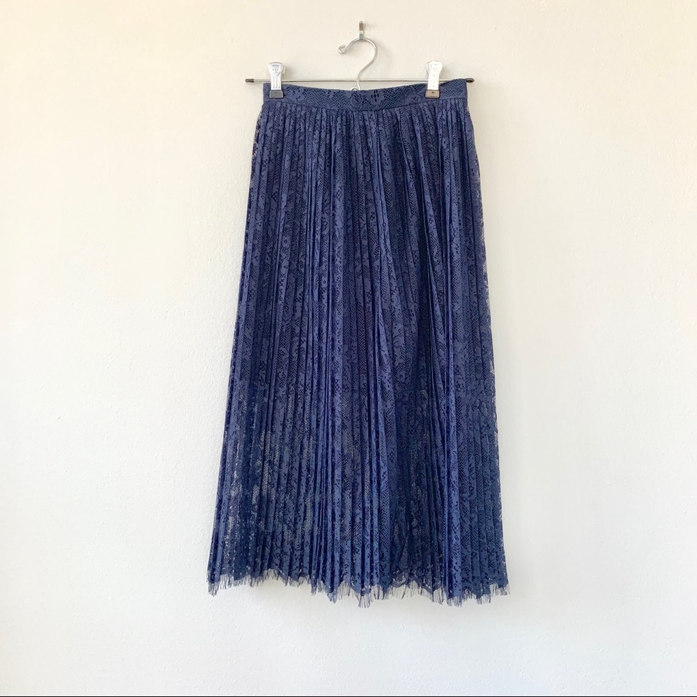 H&M Pleated Lace Overlay Midi Skirt